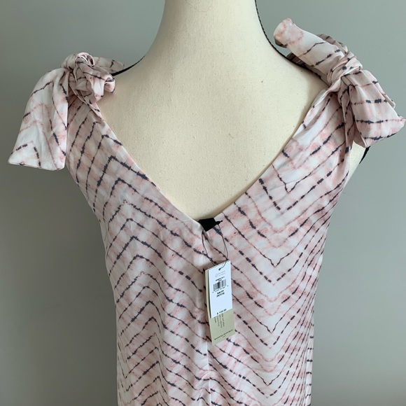 Banana Republic  Tie Shoulder Midi Flounce Hem with Shirring Women's Dress XSP - Picture 7 of 11